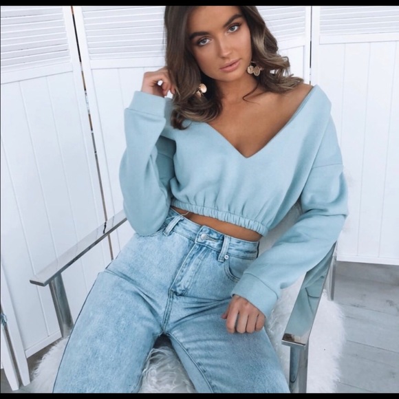 White Fox Boutique Sweaters - White fox boutique Blue cropsweater